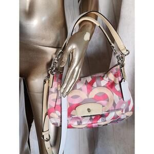 Coach Vintage Crossbody Shoulder Bag Purse  Pink multi Logo